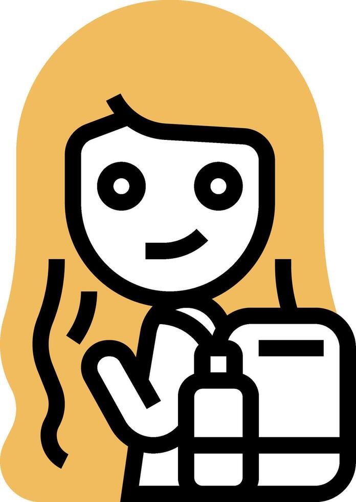 A cartoon girl with a backpack and a suitcase vector