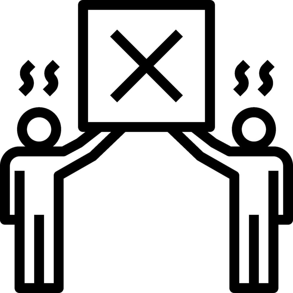 Two people holding up a sign with an x vector