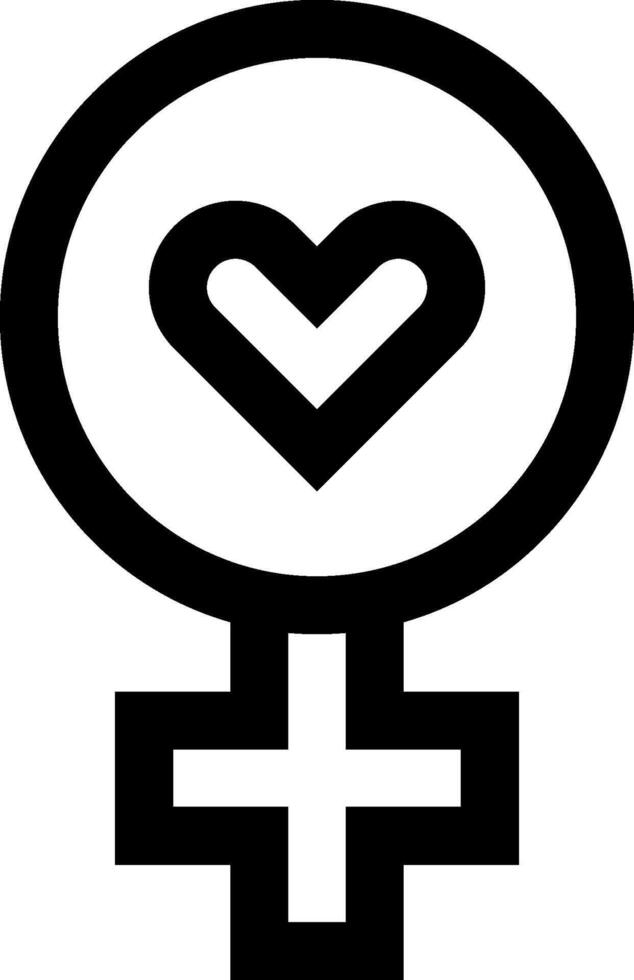 A female symbol with a heart in the middle vector