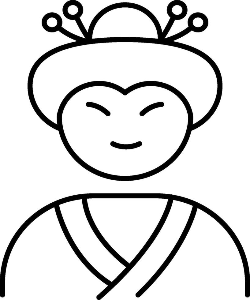 A line drawing of a woman wearing a hat vector