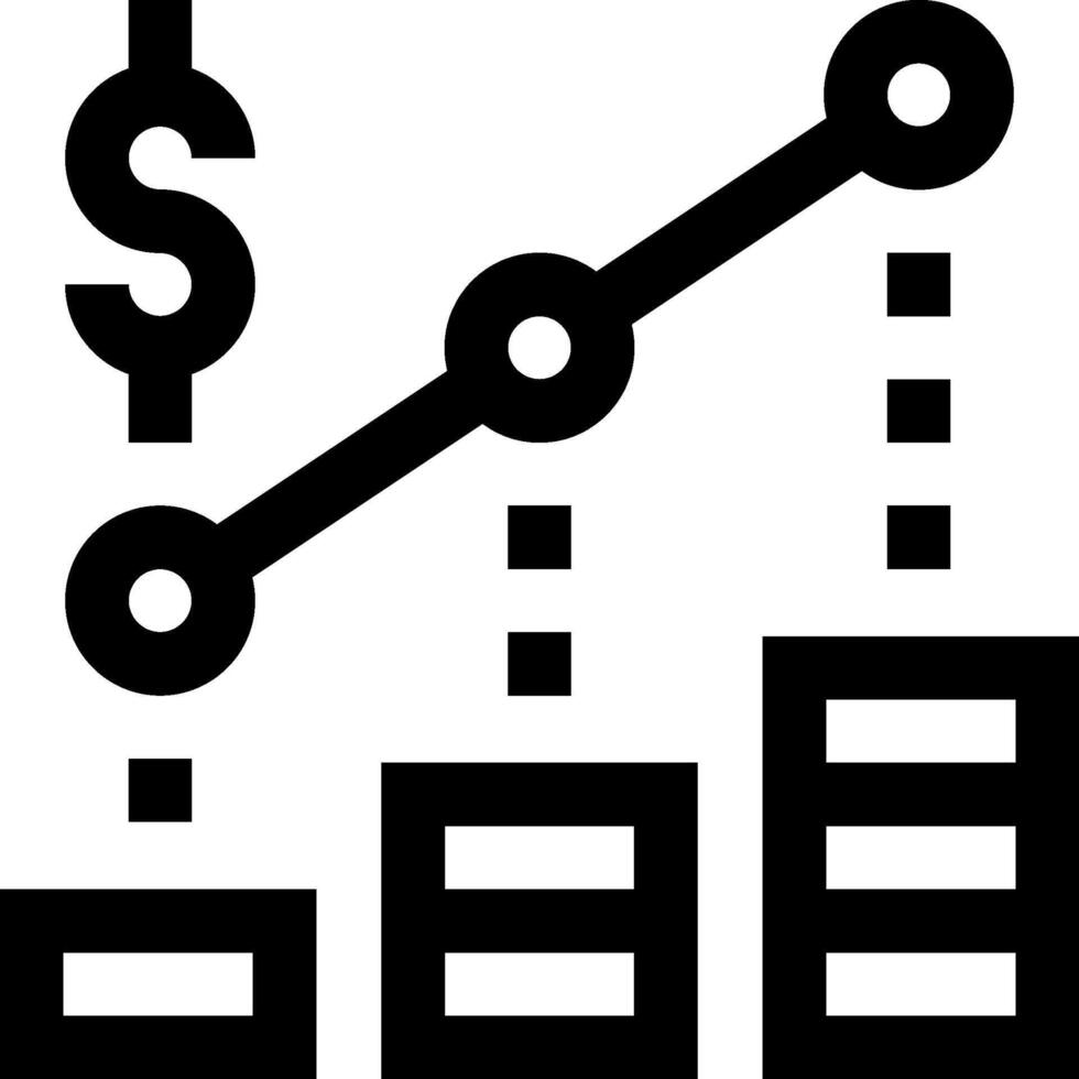A graph with a dollar sign and a bar chart vector