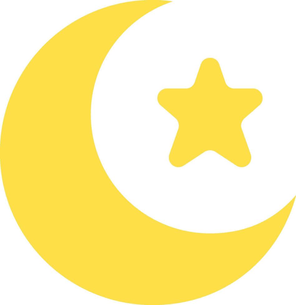 A yellow crescent with a star on it vector