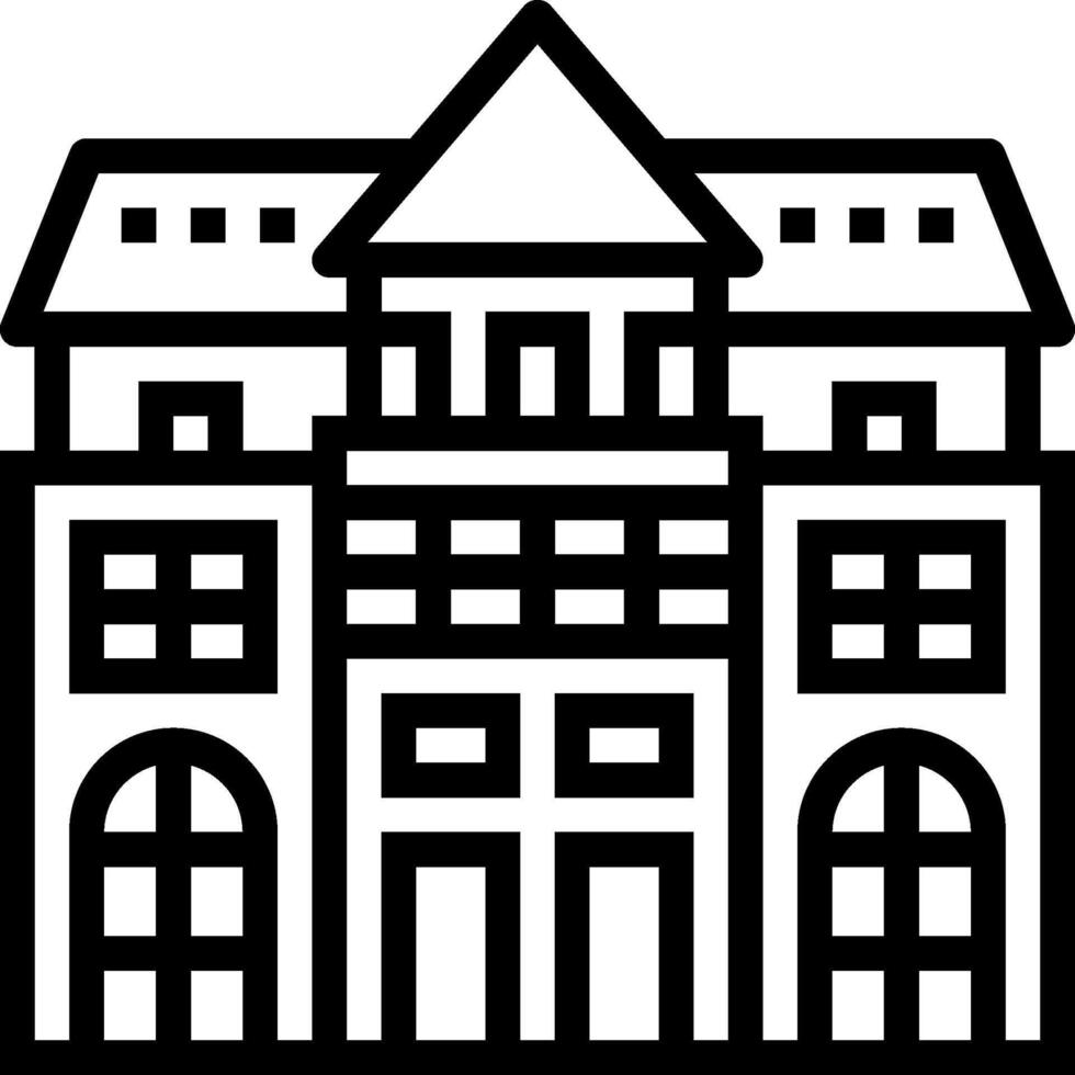 A black and white illustration of a building vector