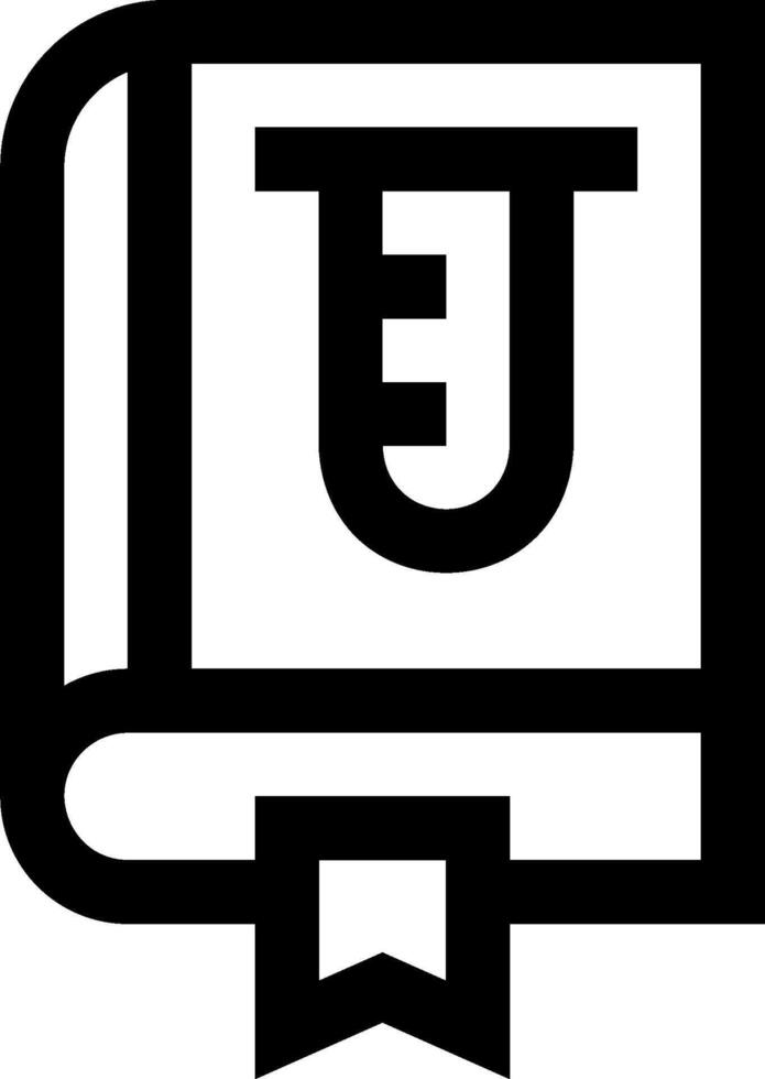 A black and white image of a book with a letter u vector