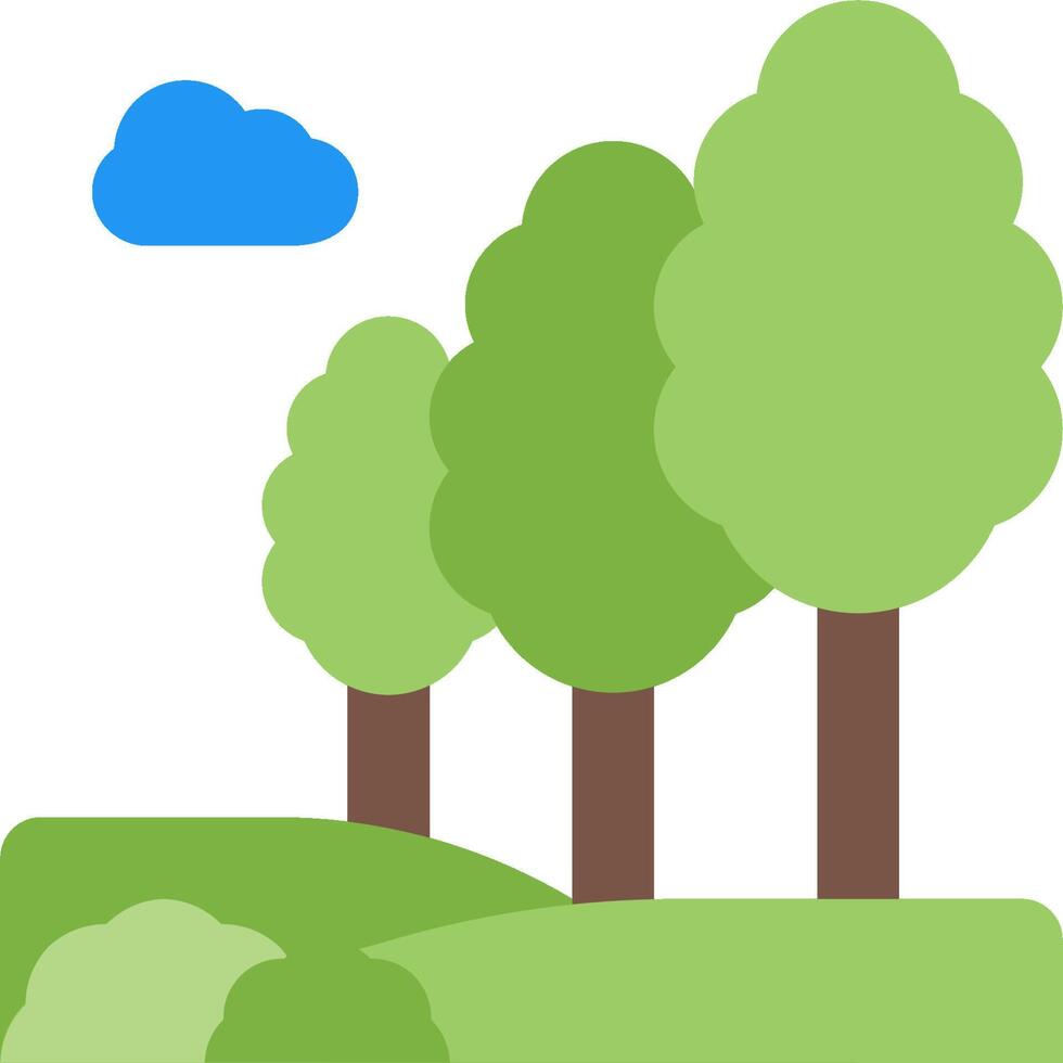 A flat illustration of trees and clouds vector