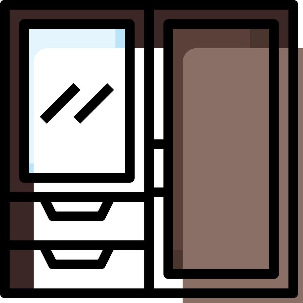 A refrigerator with drawers and a door vector