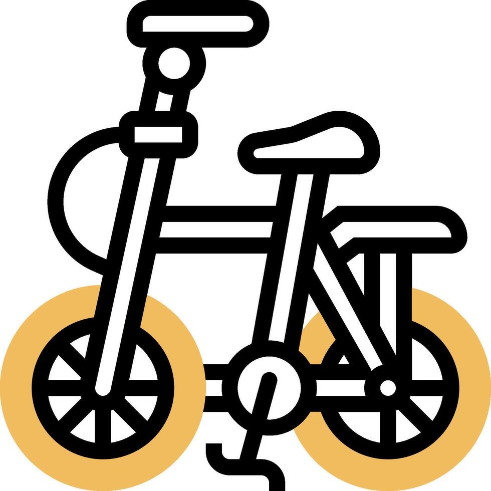 A black and yellow bicycle with a yellow wheel vector