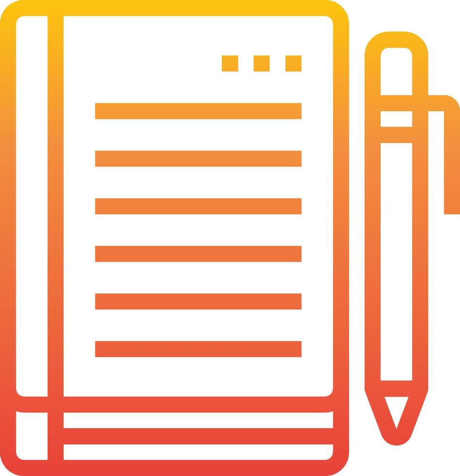 A pen and paper icon with a yellow and orange background vector