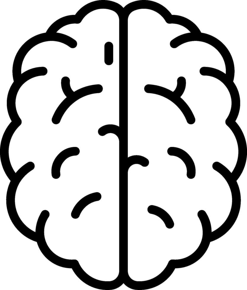 A black and white drawing of a brain vector