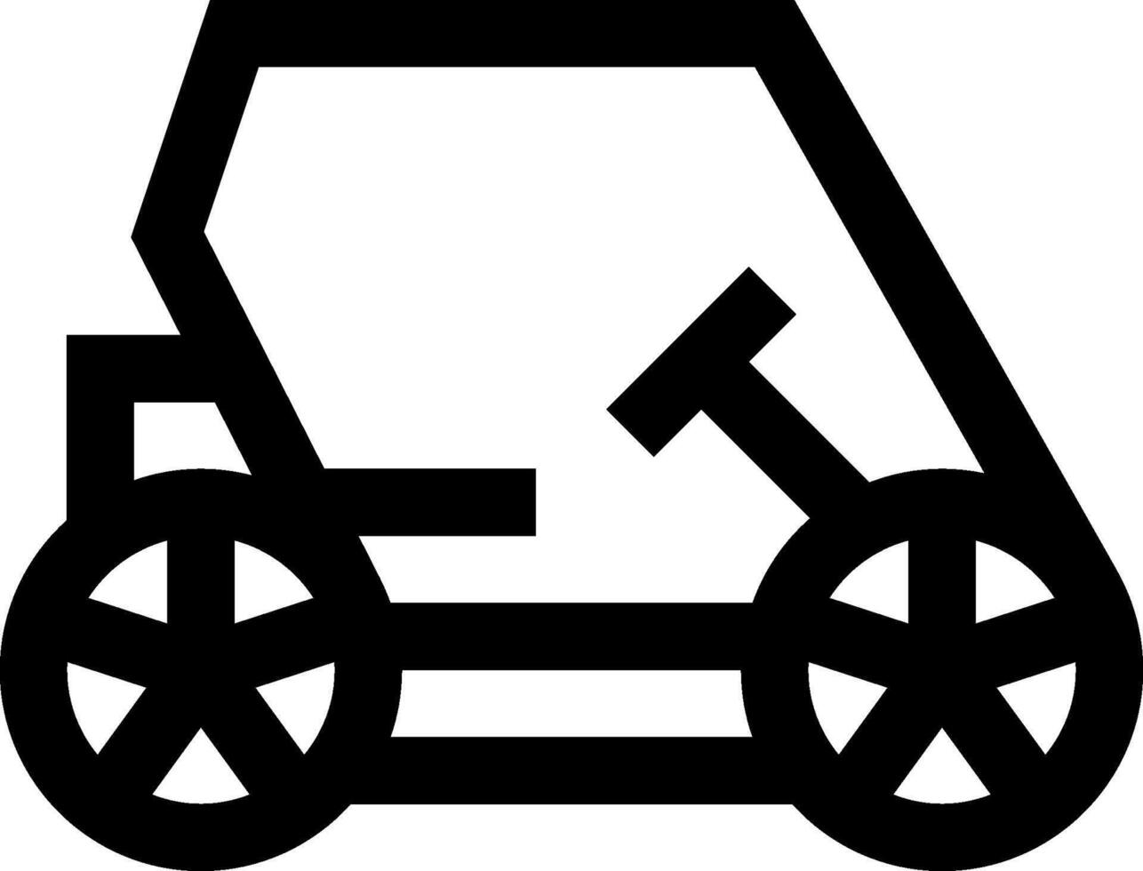 A black and white image of a golf cart vector