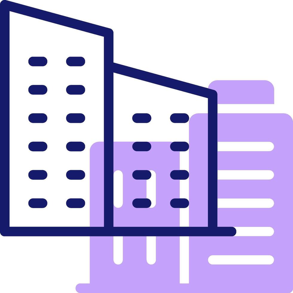 A building icon with purple and blue lines vector