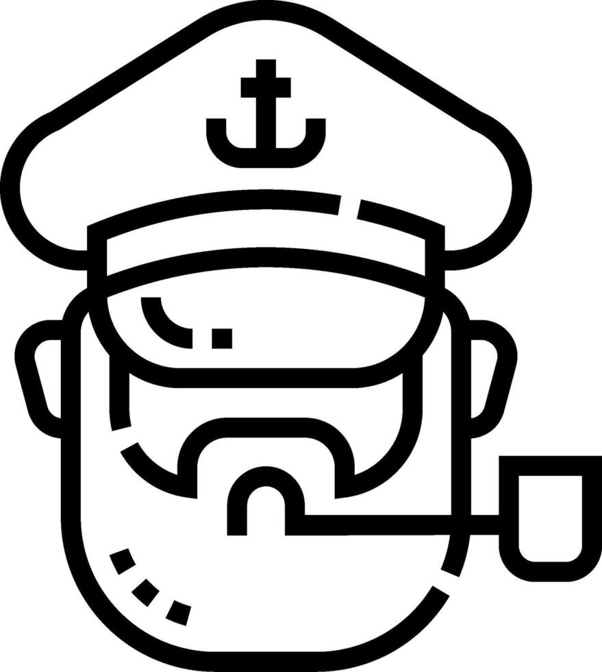 A black and white line icon of a man in a sailor hat vector