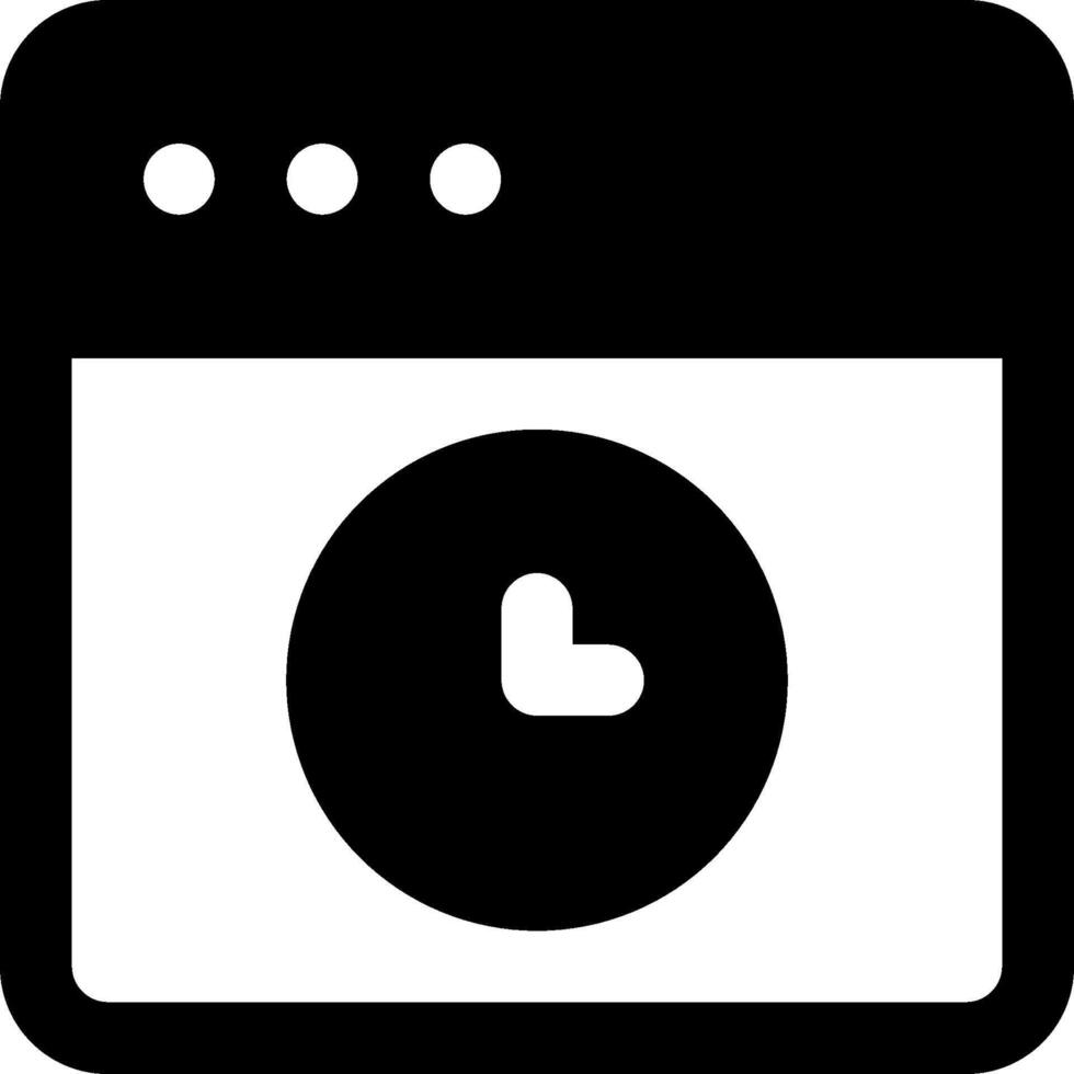 A black and white icon of a clock vector