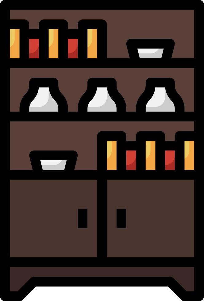 A cabinet with bottles and jars on it vector