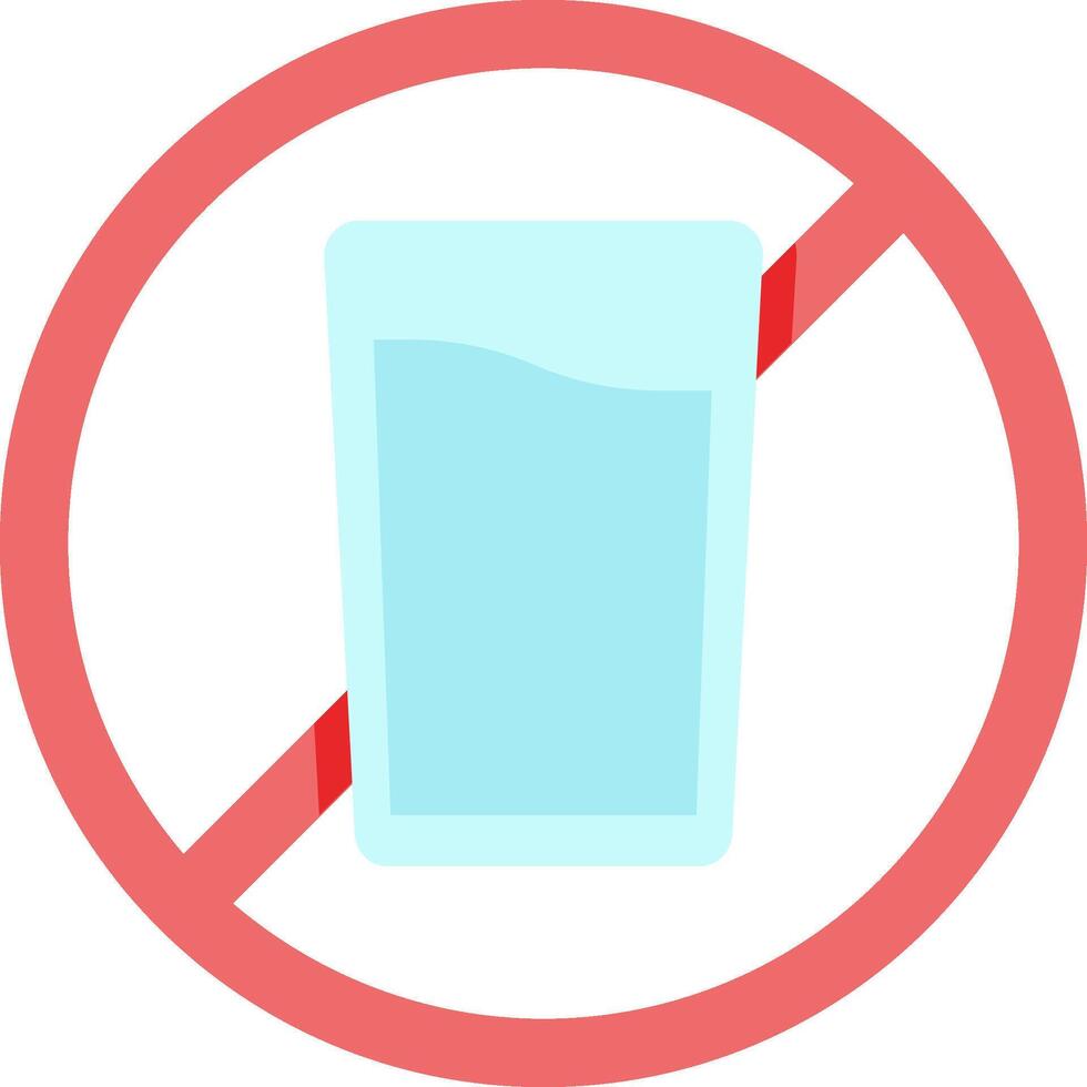 A glass of water is shown in a red circle vector