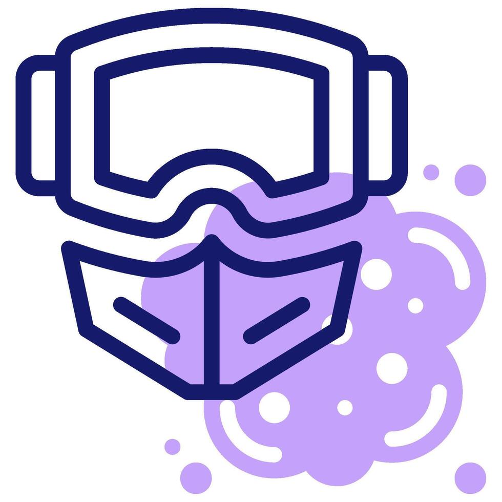 A purple mask with a purple bubble around it vector