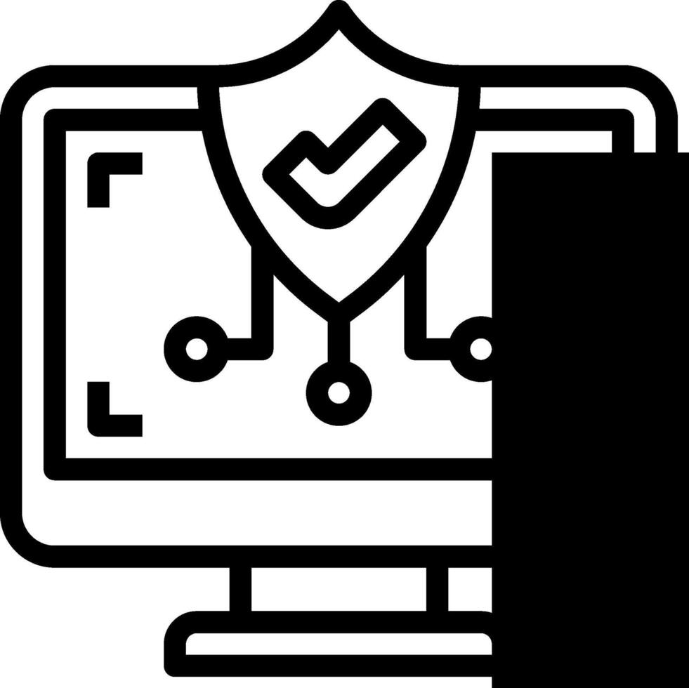 A computer monitor with a shield icon on it vector