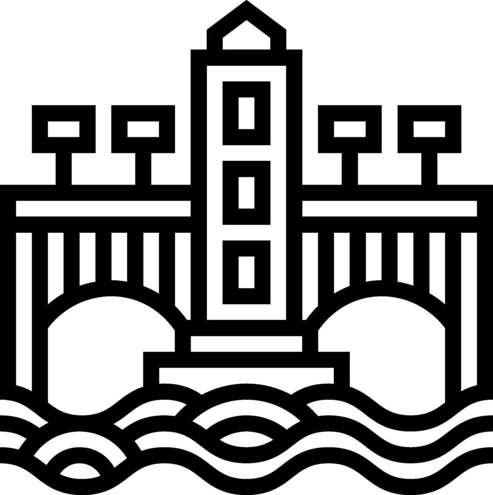 A black and white logo of a bridge over water vector