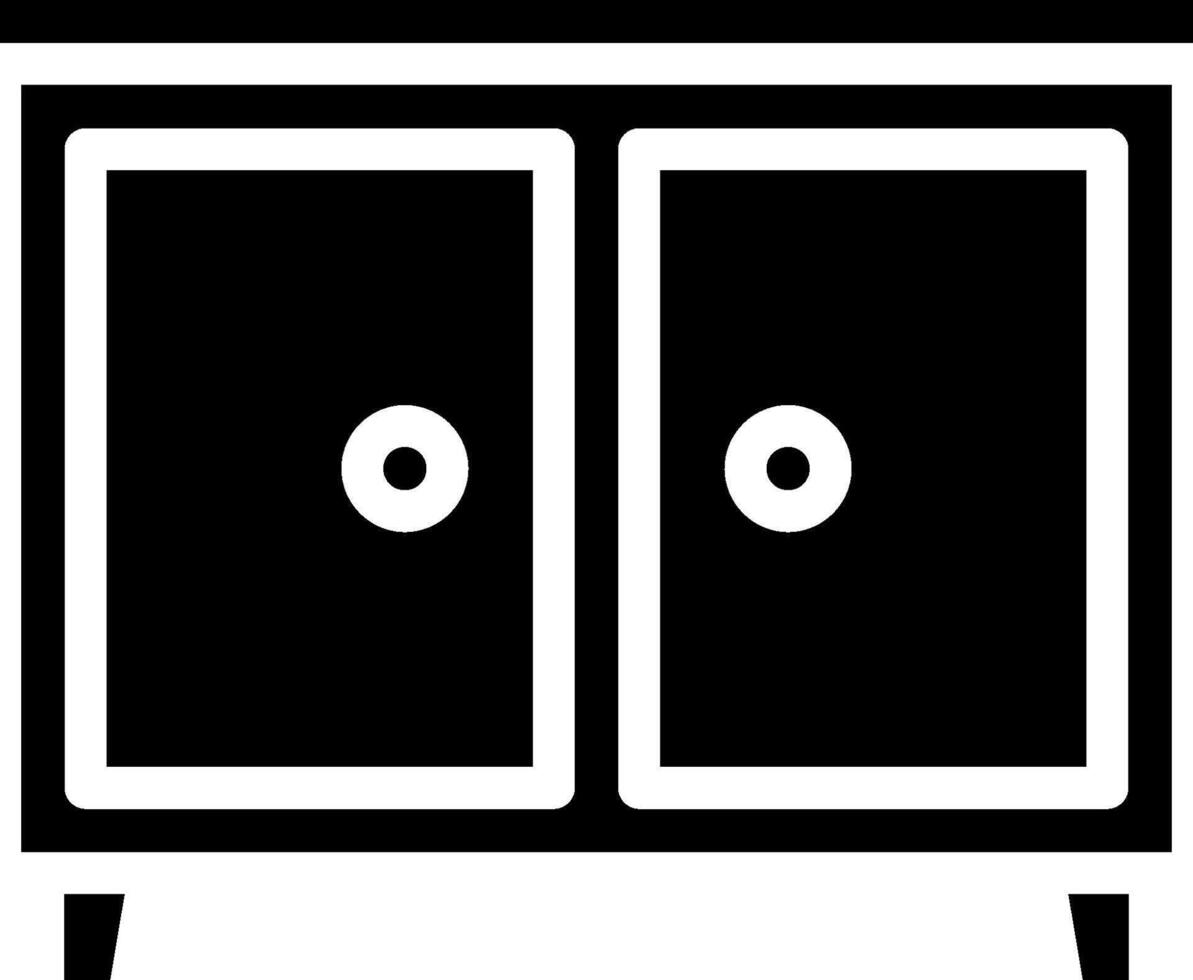 A black and white cabinet with two doors vector