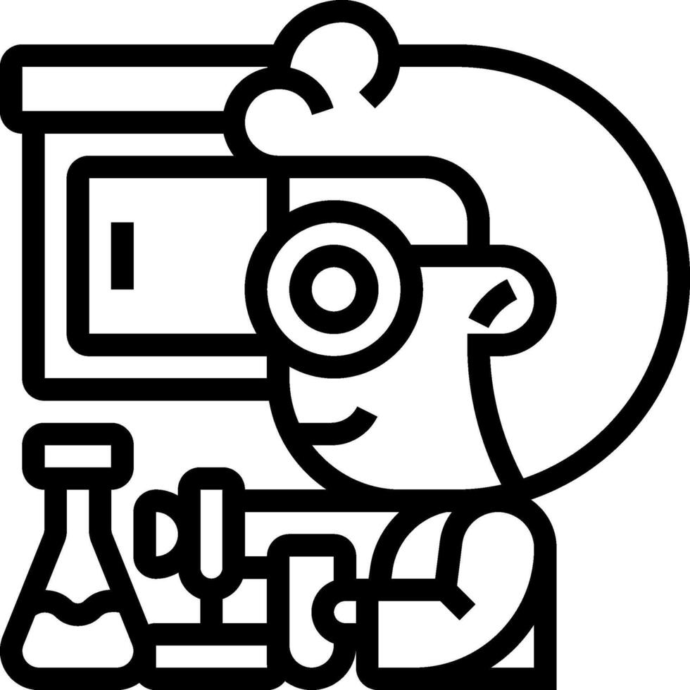 A black and white outline of a man in a lab coat vector