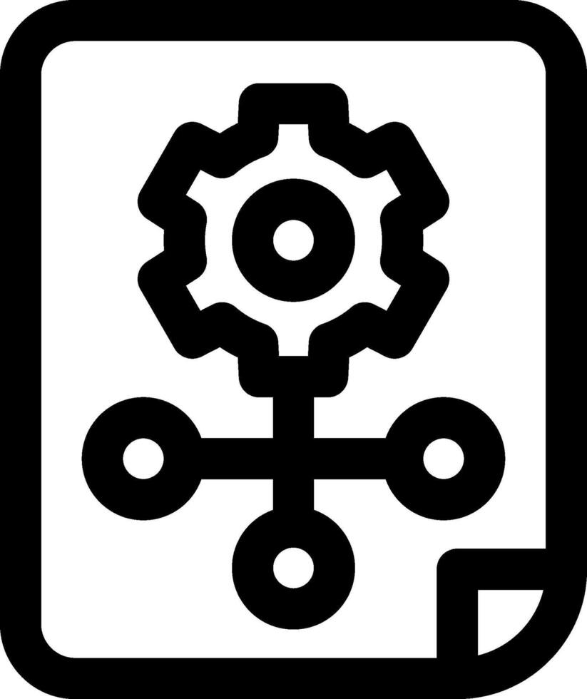 A black and white icon of a gear wheel vector