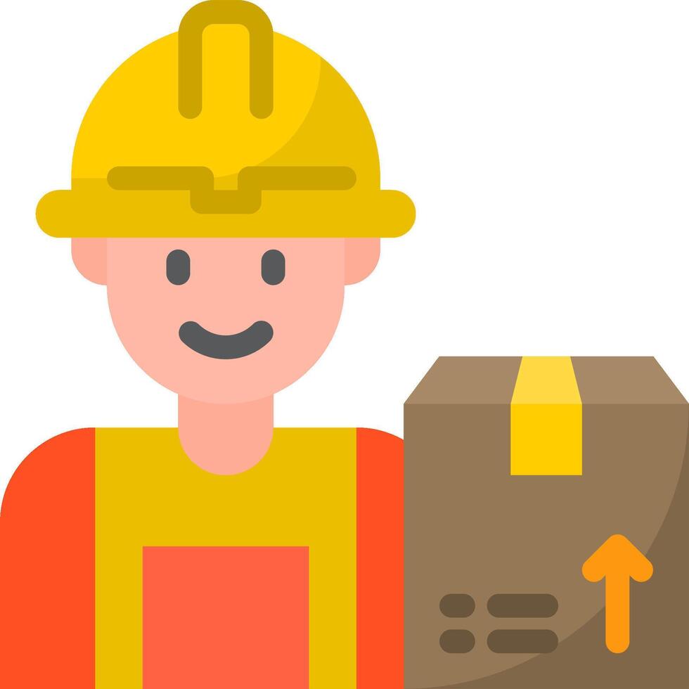 A man in a hard hat holding a box vector