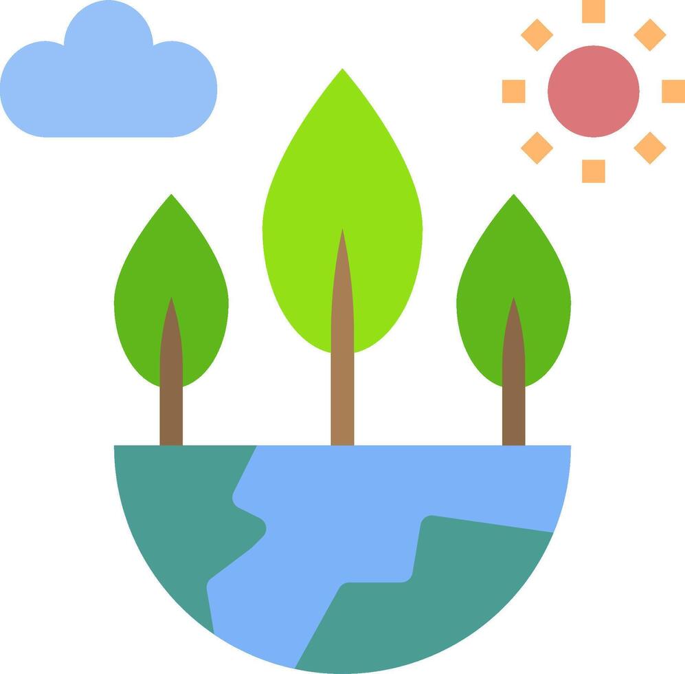 An icon of trees and sun with clouds vector
