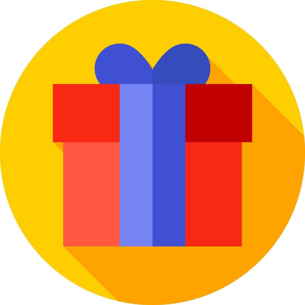 A flat icon of a gift box with a blue ribbon vector