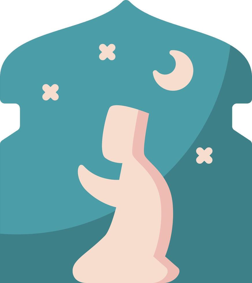 A man praying in a mosque with a crescent moon vector