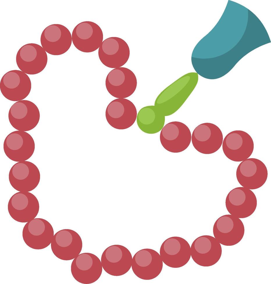 A heart shaped bead necklace with a green apple vector