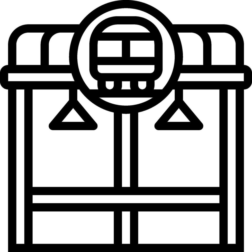 A black and white line drawing of a train station vector