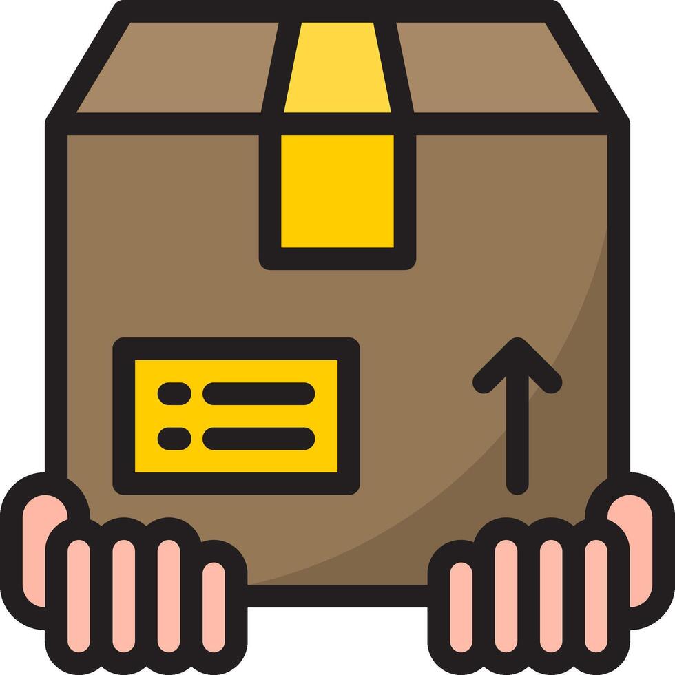 Hand holding a box with an arrow pointing up vector