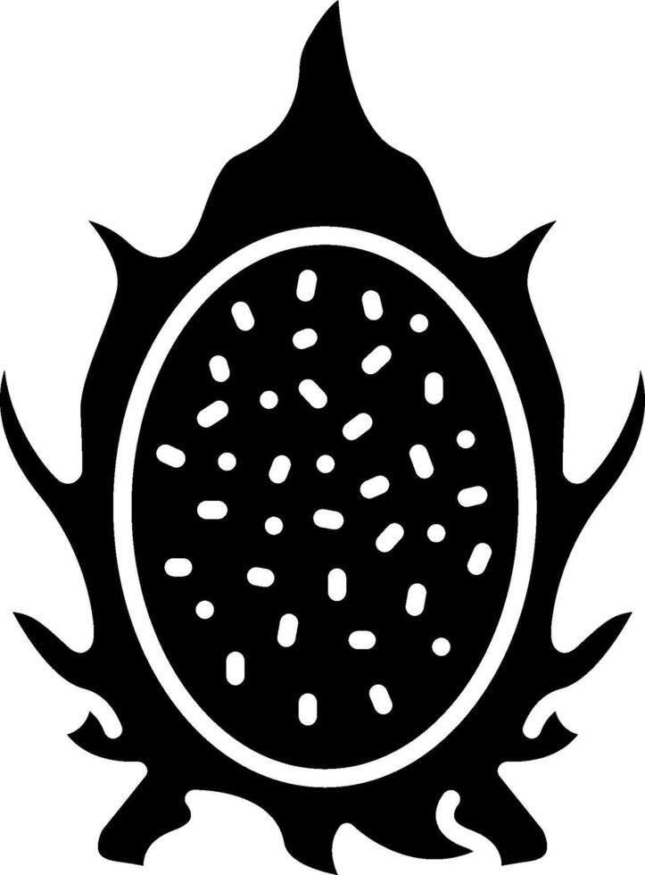A black and white silhouette of a dragon fruit vector