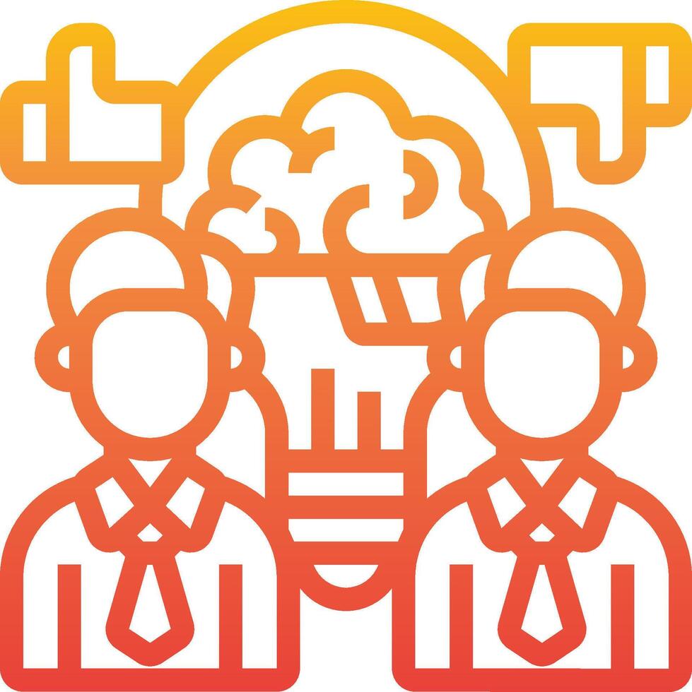 A line icon of two people with a light bulb above them vector