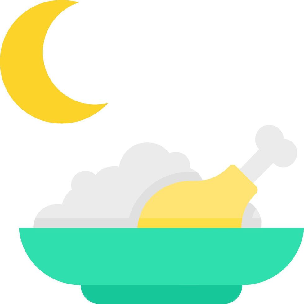 A bowl of food with a moon and a chicken vector