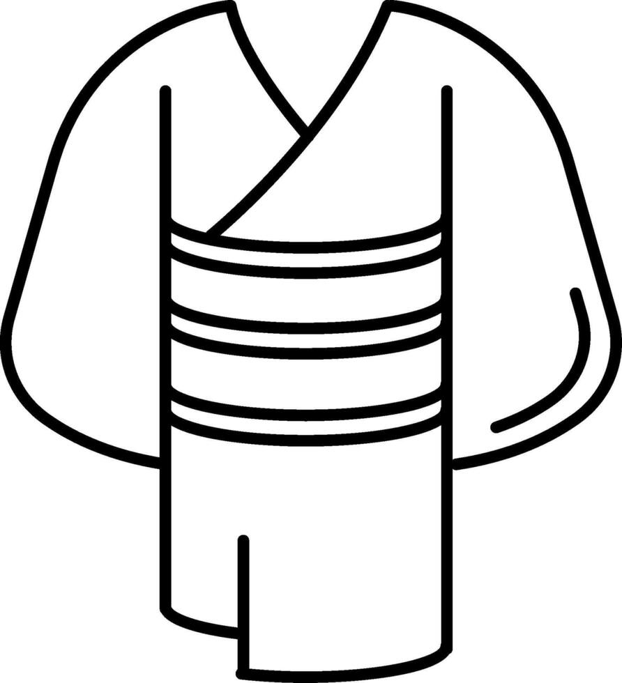 A black and white illustration of a kimono vector
