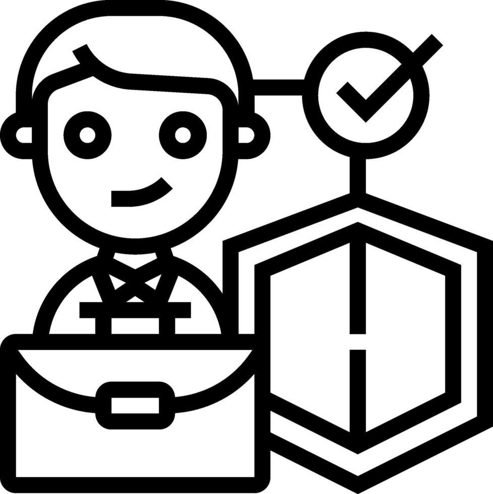 A man with a briefcase and a shield icon vector