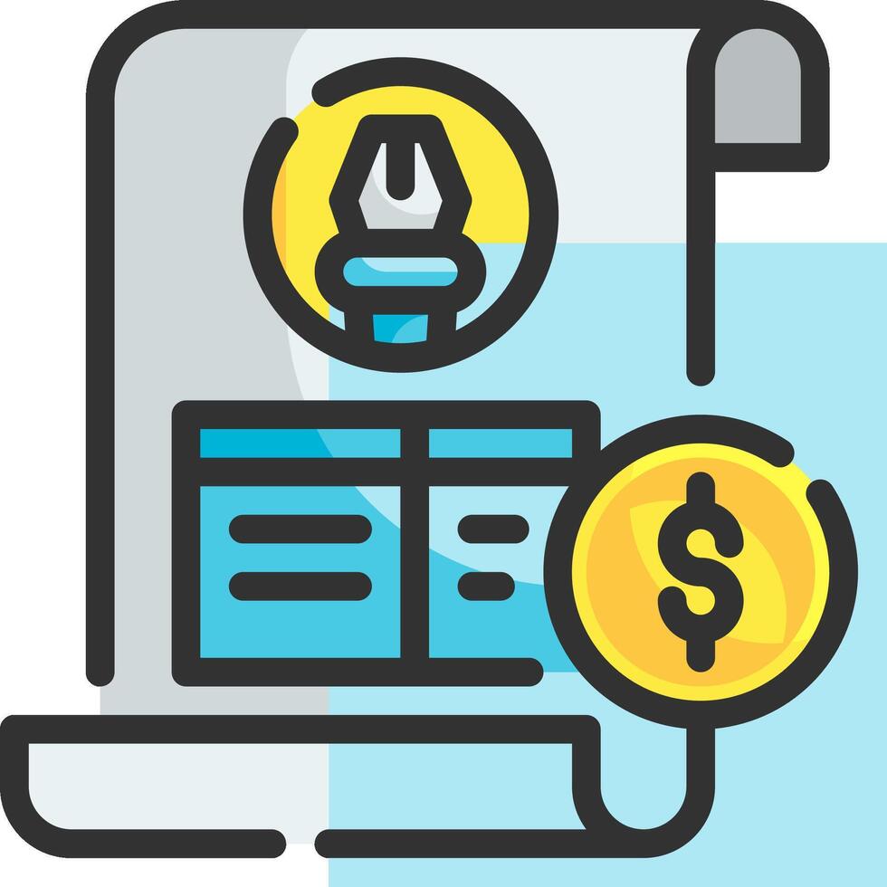 A contract with a dollar sign and a wrench vector