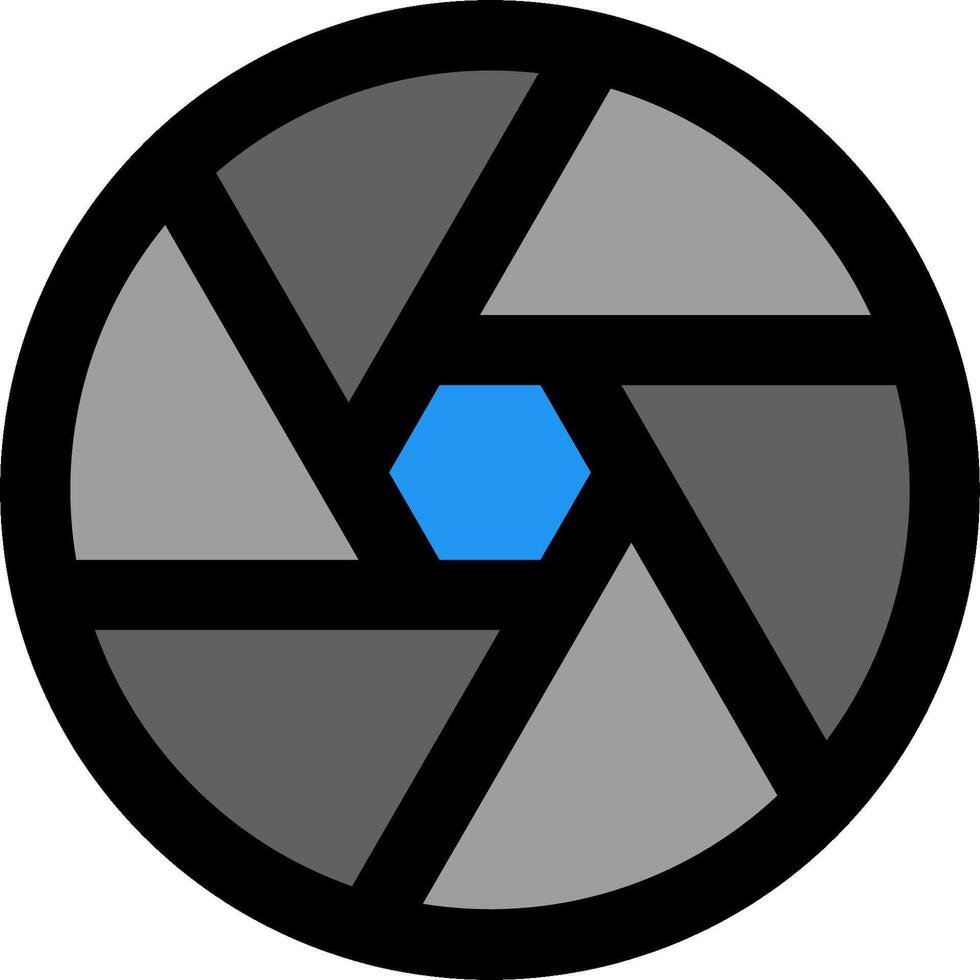 A camera lens with a blue and black circle vector