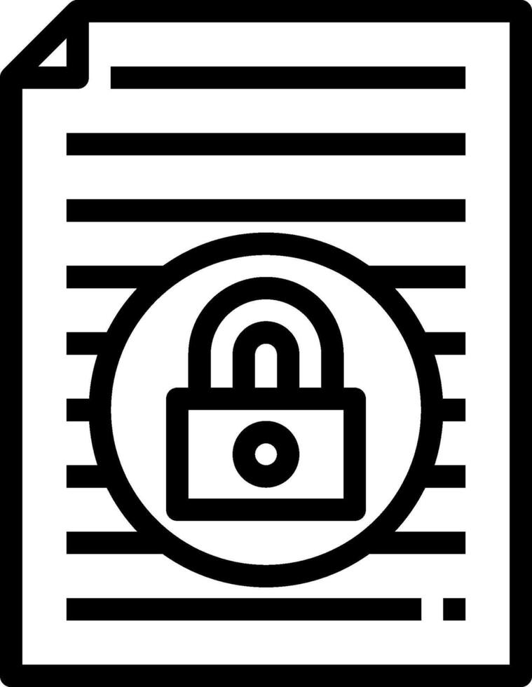A black and white icon of a padlock on a paper vector