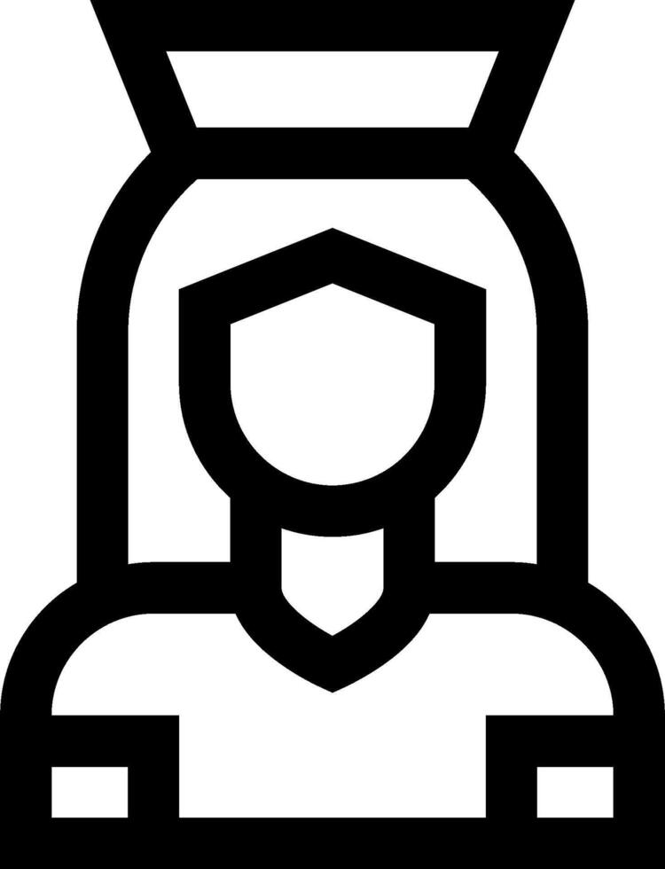 A black and white icon of a woman in a nurse's uniform vector