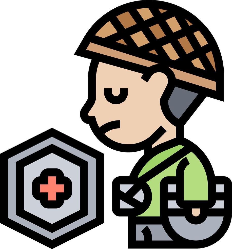 A cartoon man with a shield and a tool vector