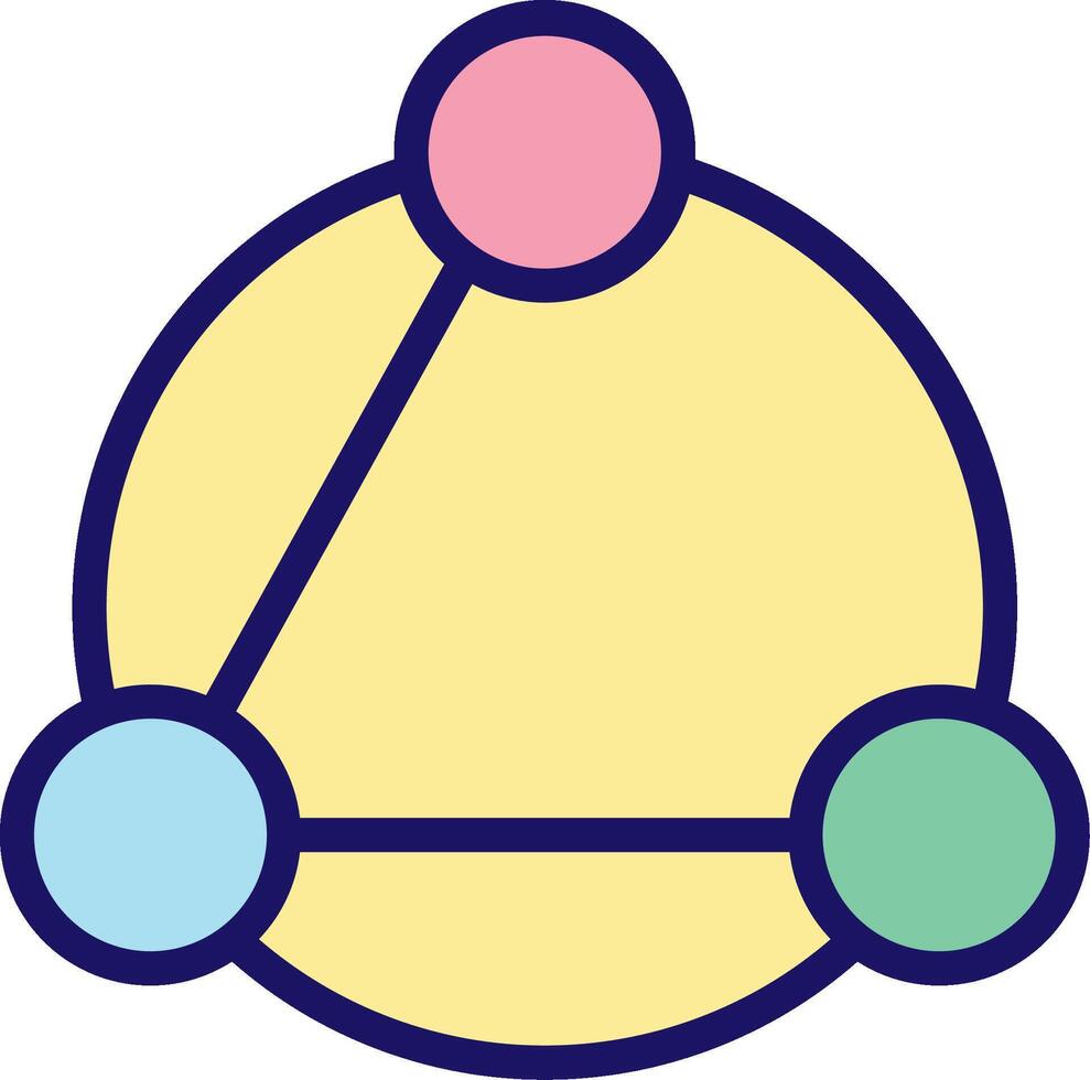 A circle with four different colored spheres inside vector