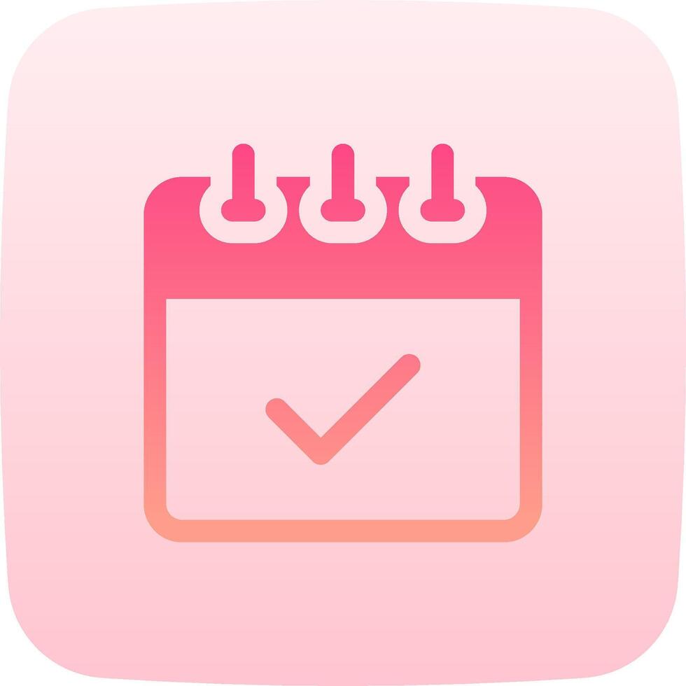 A pink calendar icon with a check mark vector