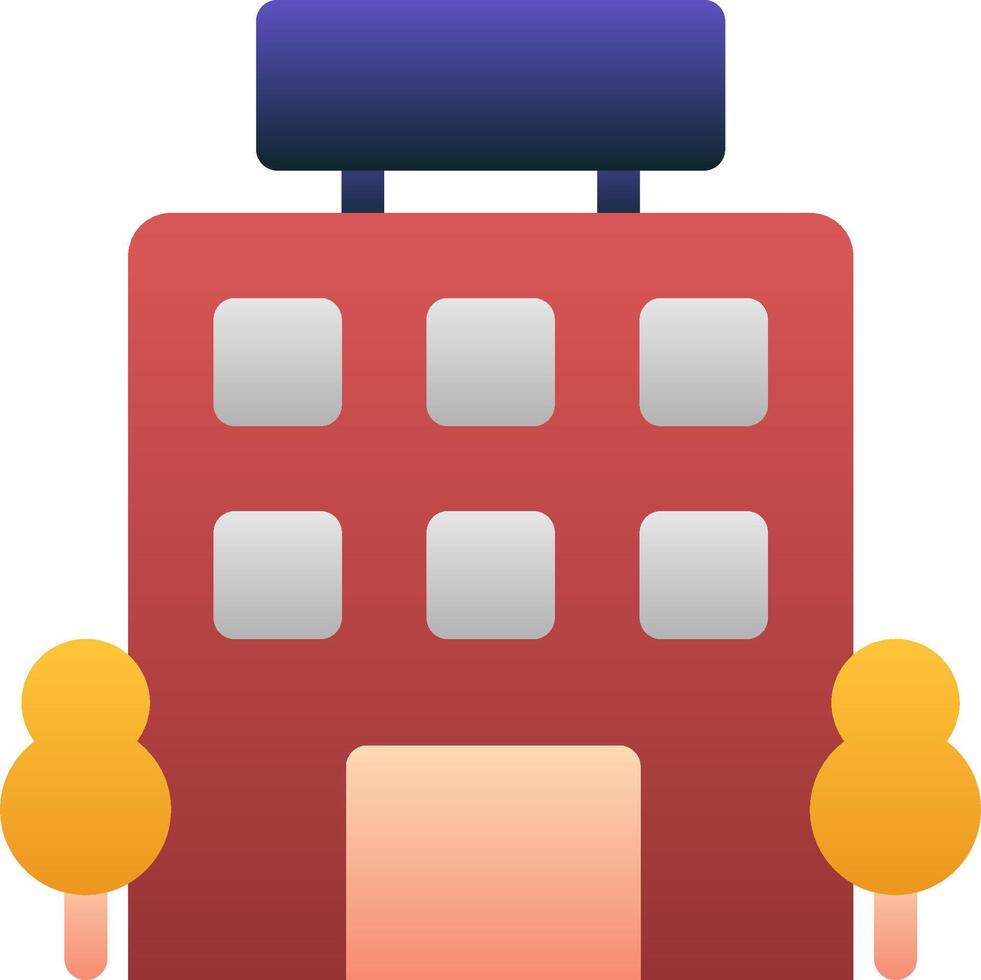 A red building with a clock on it vector