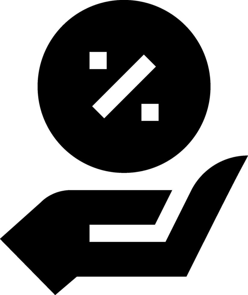 A black and white icon of a hand holding a coin vector