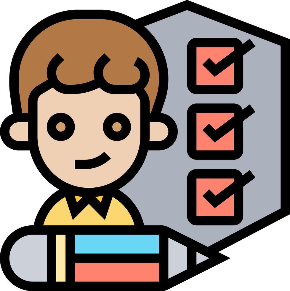 A man with a pencil and check marks on his face vector