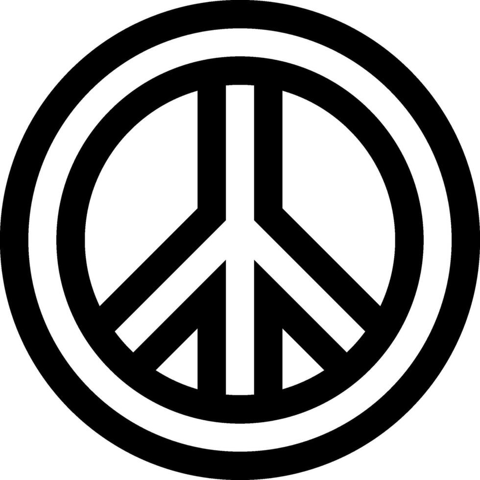 A black and white peace sign with a white background vector