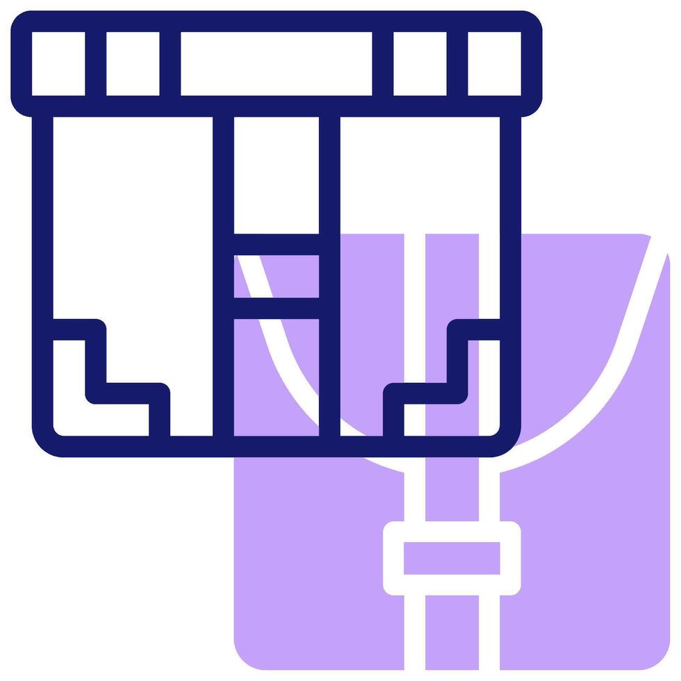 A purple and white icon of a suitcase vector