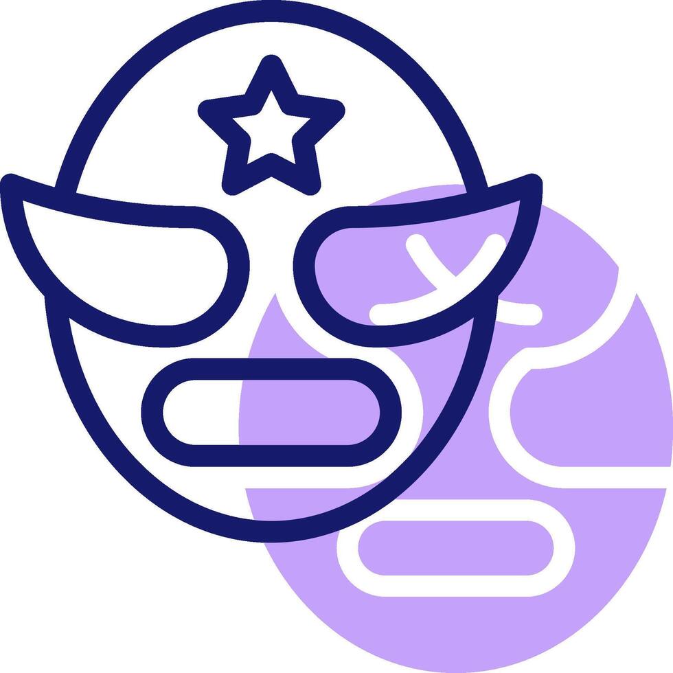 A purple and blue icon of a wrestler with a star on his face vector